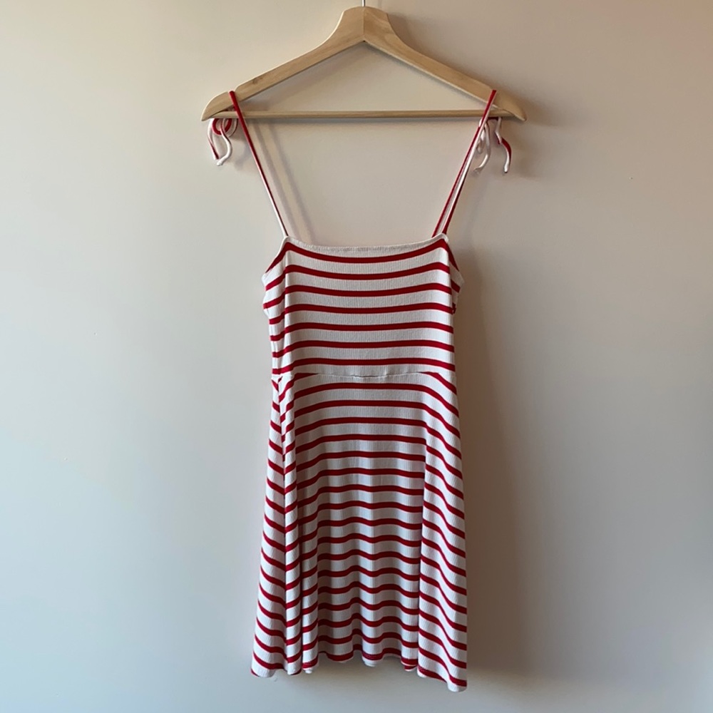 Forever 21 Red Striped Strapped Mini Dress